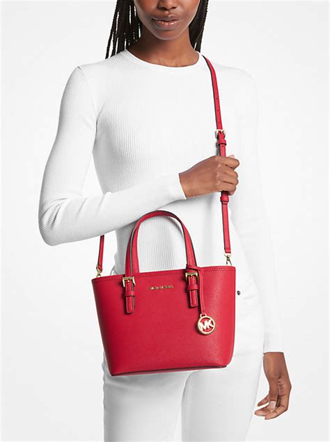 michael kors saffiano jet set travel tote small